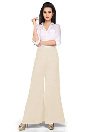 Solid Color Shantoon Palazzo in Off White