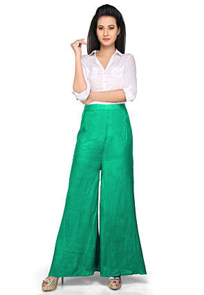 Solid Color Shantoon Palazzo in Teal Green