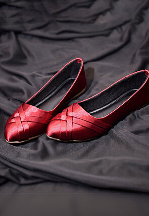 Solid Color Synthetic Satin Women Ballerinas in Maroon
