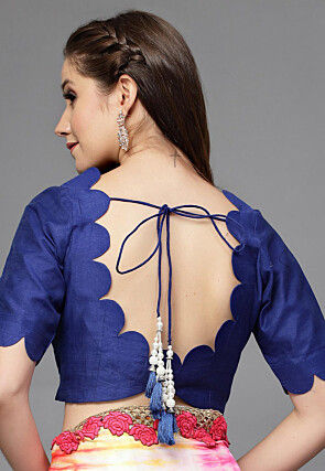 Solid Color Chanderi Silk Blouse in Blue