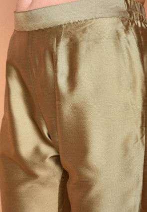 Solid Color Taffeta Silk Tunic with Pant in Golden