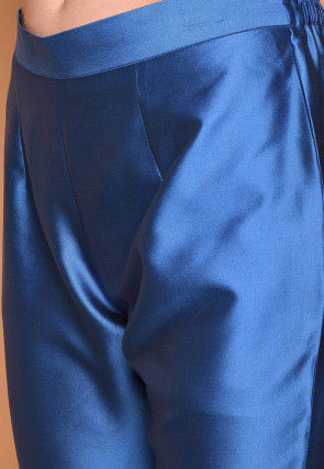 Solid Color Taffeta Silk Tunic with Pant in Royal Blue