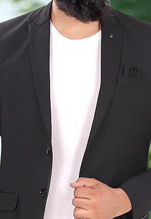 Woven Terry Rayon Blazer in Black