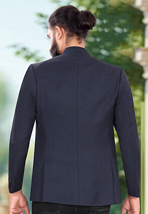 Solid Color Terry Rayon Blazer in Blue