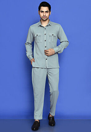 Solid Color Terry Rayon Co Ord Set in Grey