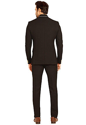 Solid Color Terry Rayon Jodhpuri Suit in Black