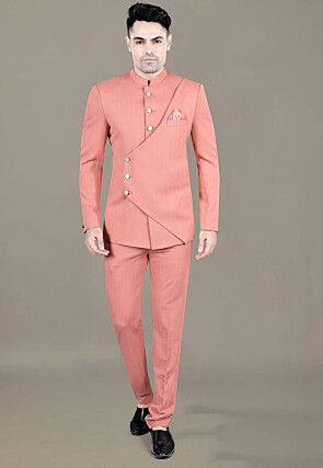 solid color terry rayon jodthpuri suit in peach v1 mhg2982
