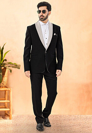 Solid Color Terry Rayon Tuxedo in Black