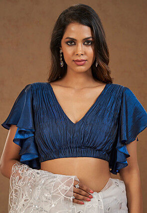 Organza Saree with blouse in Sky blue colour 3287E