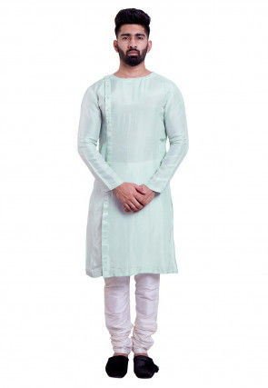 Solid Color Upadda Silk Kurta in Pastel Blue