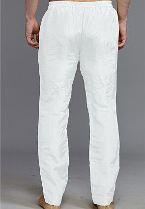 Solid Color Uppada Silk Pant in Off White