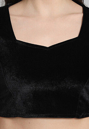 Solid Color Velvet Blouse in Black