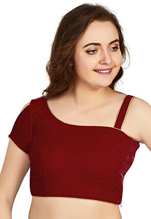 Solid Color Velvet Blouse in Maroon