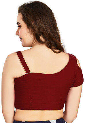 Solid Color Velvet Blouse in Maroon