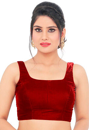 Solid Color Velvet Blouse in Maroon