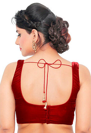 Solid Color Velvet Blouse in Maroon