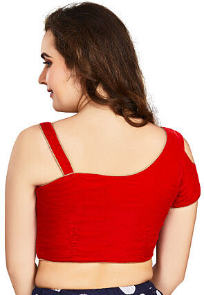 Solid Color Velvet Blouse in Red