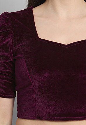 Solid Color Velvet Blouse in Violet