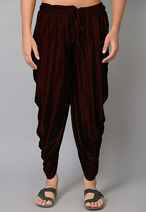 Solid Color Velvet Dhoti in Brown