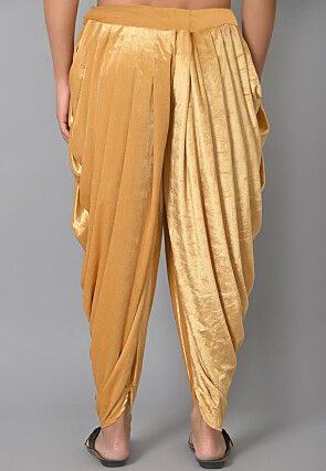 Solid Color Velvet Dhoti Pant in Beige