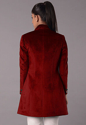 Solid Color Velvet Jacket in Maroon
