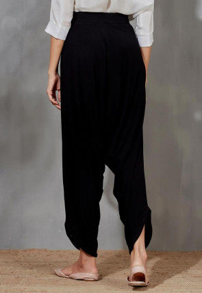 Solid Color Velvet Jodhpuri Pant in Black