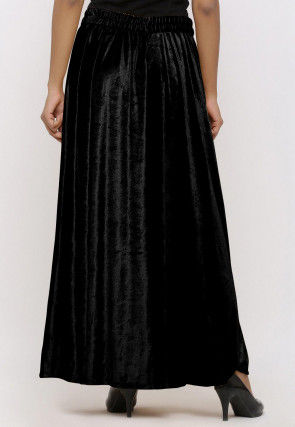 Solid Color Velvet Sharara in Black