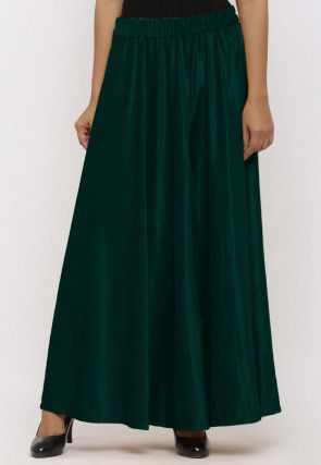 Solid Color Velvet Palazzo in Dark Teal Green