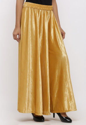 Solid Color Velvet Palazzo in Golden