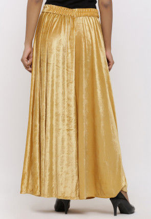 Solid Color Velvet Palazzo in Golden