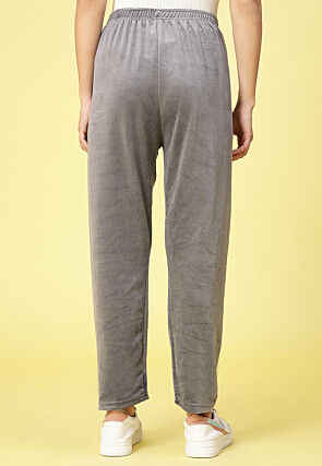 Solid Color Velvet Pant in Grey