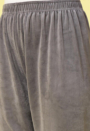 Solid Color Velvet Pant in Grey