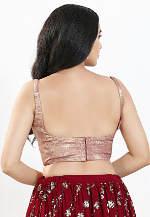 Solid Color Velvet Shimmer Blouse in Light Old Rose