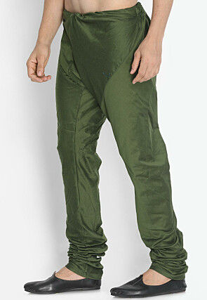 Solid Color Viscose Churidar in Dusty Green