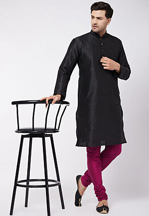 Solid Color Viscose Churidar in Magenta