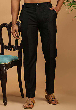 Solid Color Viscose Pant in Black