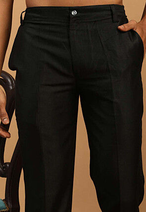 Solid Color Viscose Pant in Black
