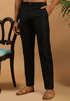 Solid Color Viscose Pant in Black