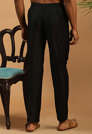Solid Color Viscose Pant in Black