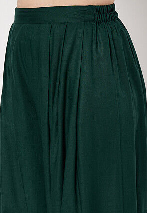 Solid Color Viscose Rayon Salwar in Dark Green