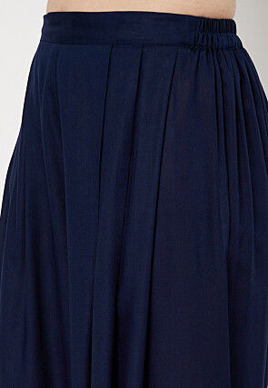 Solid Color Viscose Rayon Salwar in Navy Blue