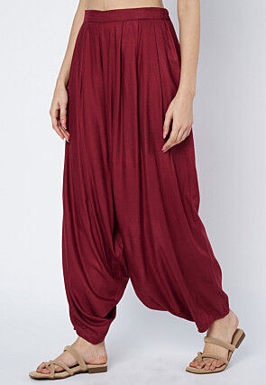 Solid Color Viscose Rayon Cowl Patiala in Maroon