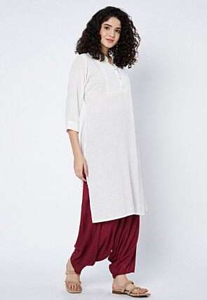 Solid Color Viscose Rayon Cowl Patiala in Maroon