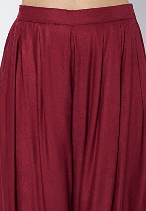 Solid Color Viscose Rayon Cowl Patiala in Maroon
