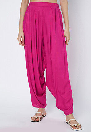 Solid Color Viscose Rayon Cowl Patiala in Pink