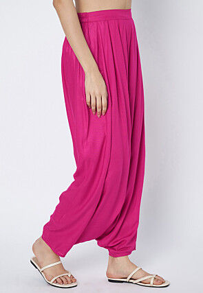 Solid Color Viscose Rayon Cowl Patiala in Pink
