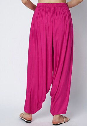 Solid Color Viscose Rayon Cowl Patiala in Pink