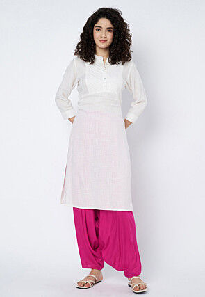 Solid Color Viscose Rayon Cowl Patiala in Pink