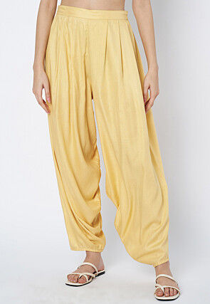 Solid Color Viscose Rayon Cowl Patiala in Yellow