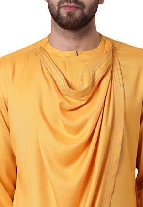 Solid Color Viscose Rayon Cowl Style Kurta in Light Orange